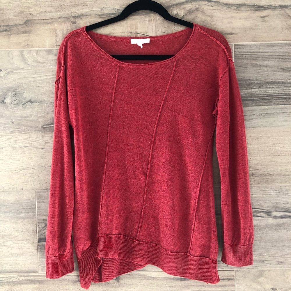 Eileen Fisher Linen Knit Asymmetrical Top Size S